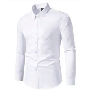 Men's Solid Color Long Sleeve Button Down Shirt for Husband